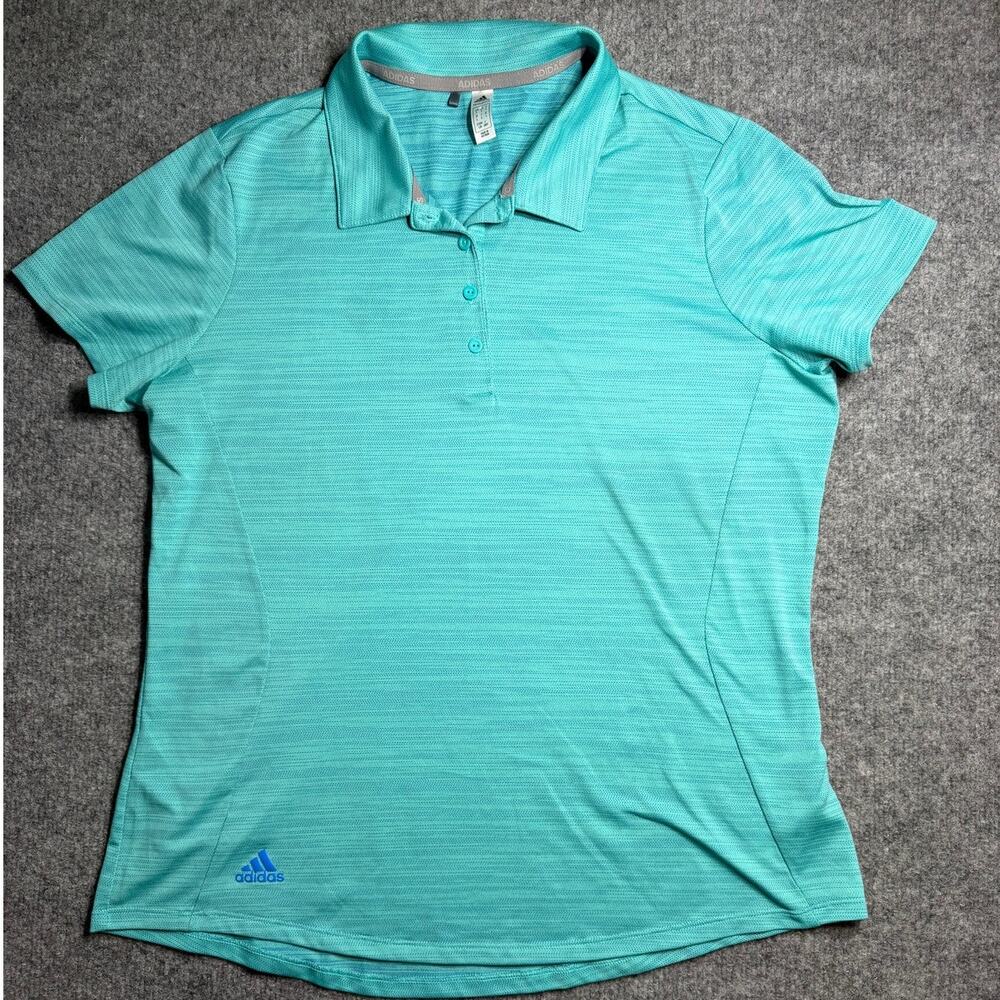 Adidas Primegreen Women’s Golf Polo Large Teal Athletic Shirt
